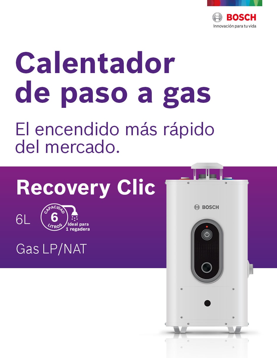 Calentador de paso Recovery Clic 6 L Gas LP 7