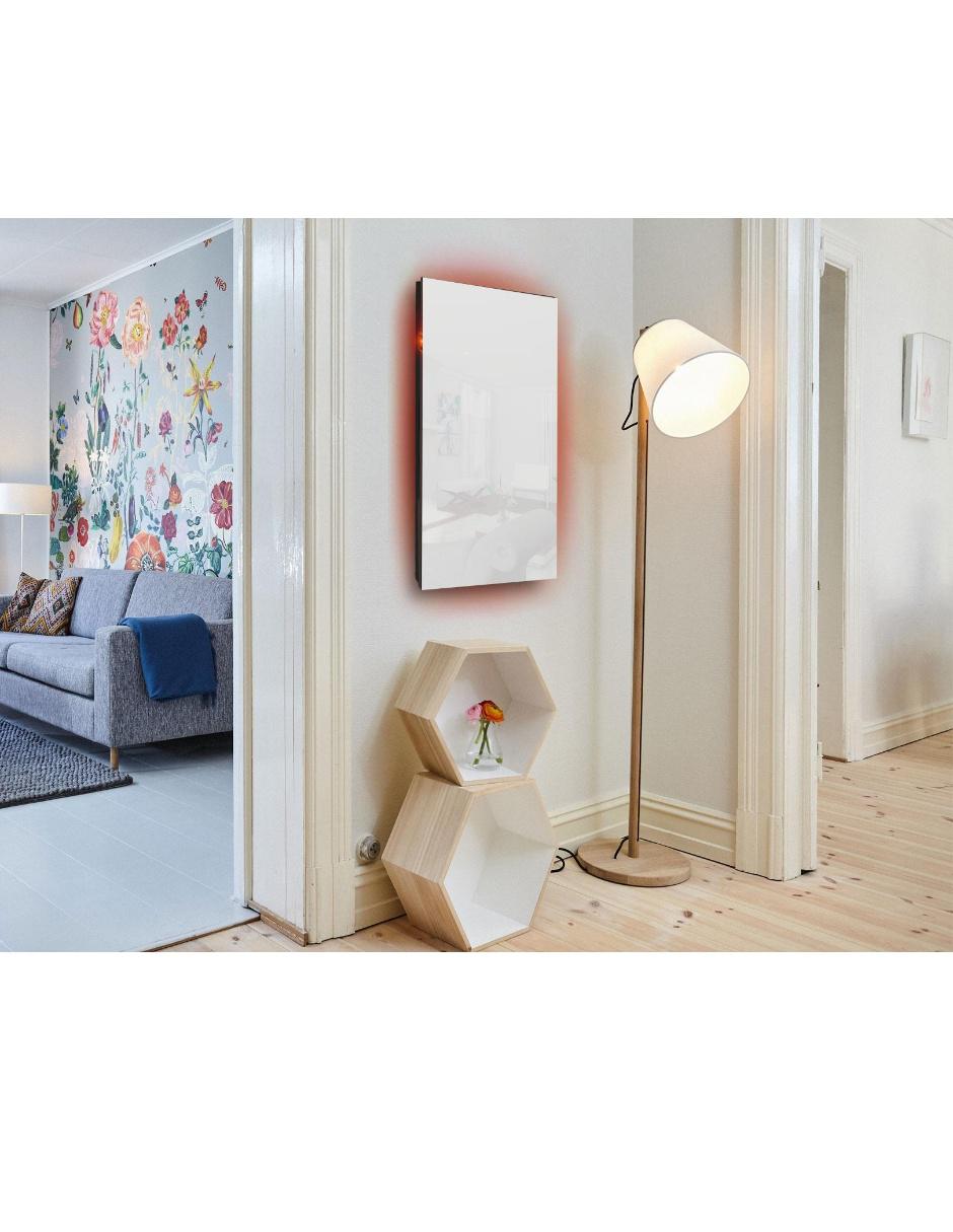 Calefactor de panel infrarrojo en cristal para pared blanco 2