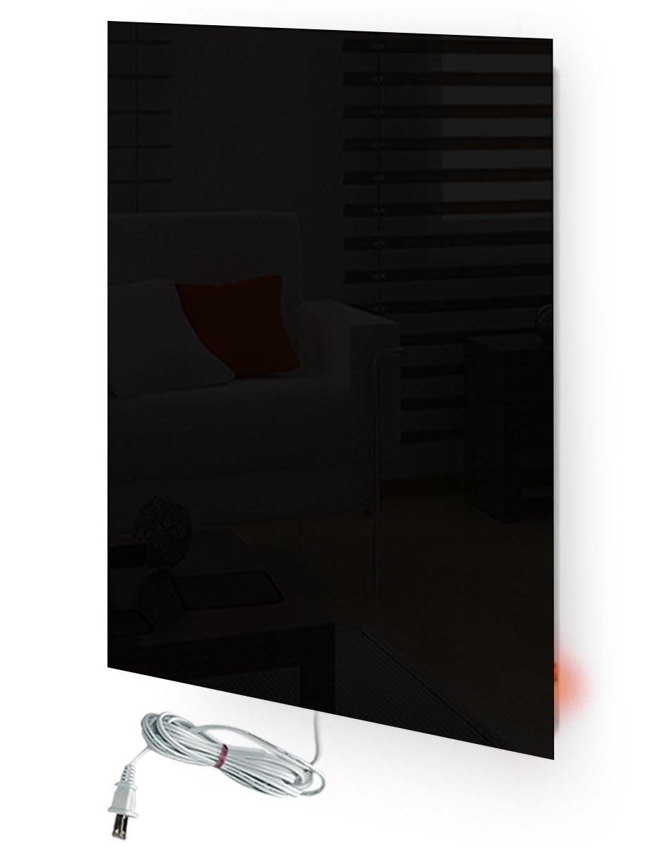 Calefactor de panel infrarrojo en cristal para pared negro