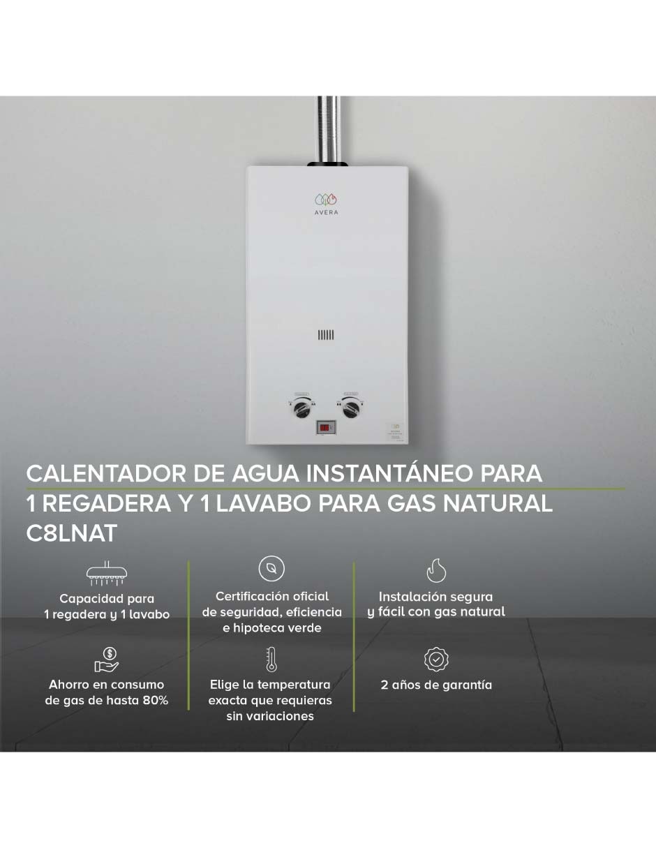 Calentador de paso C8LNAT 8 L gas natural 6