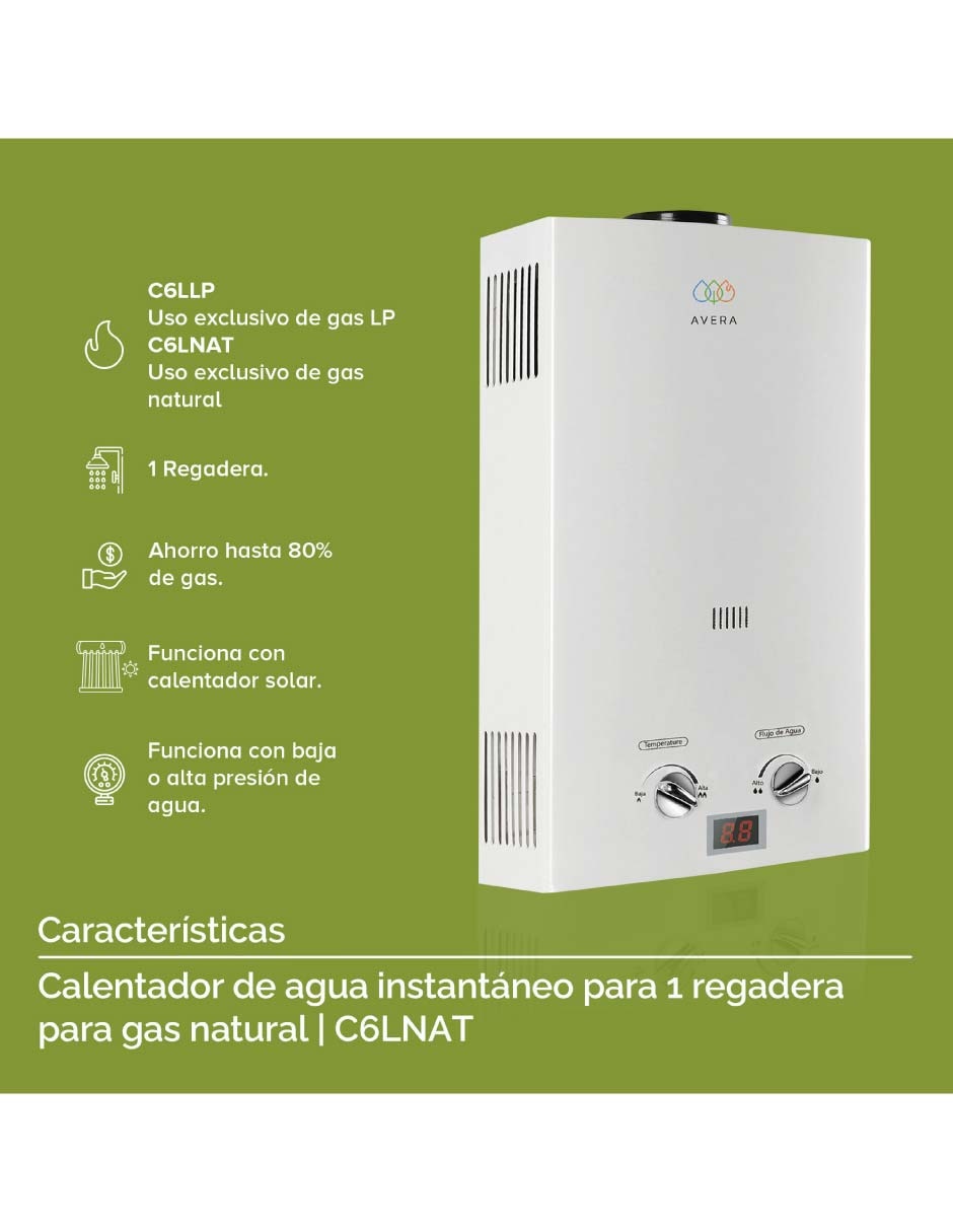 Calentador de paso C6LNAT 6 L Gas natural 12
