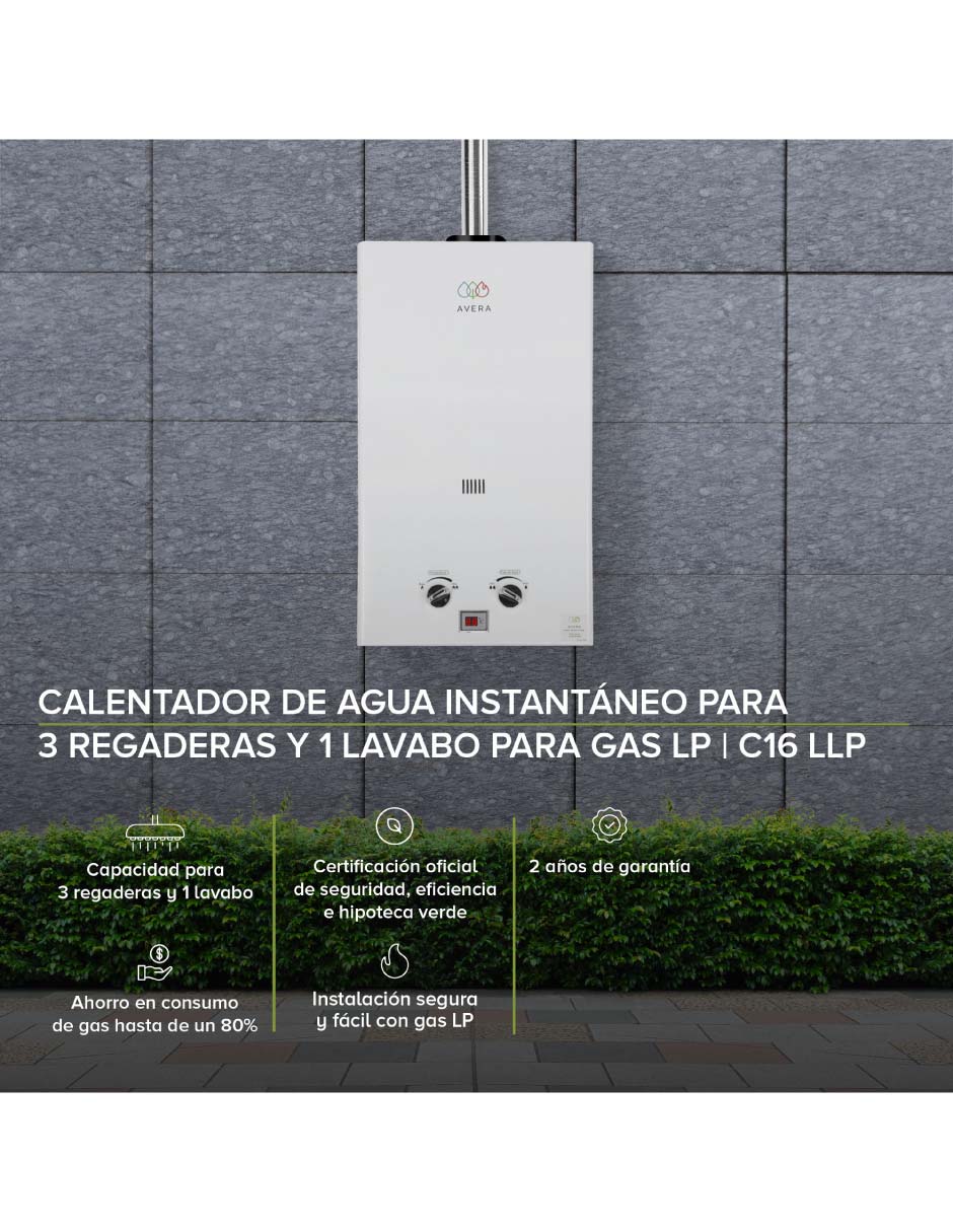 Calentador de paso C16l 3 servicios 16 L gas Lp 7