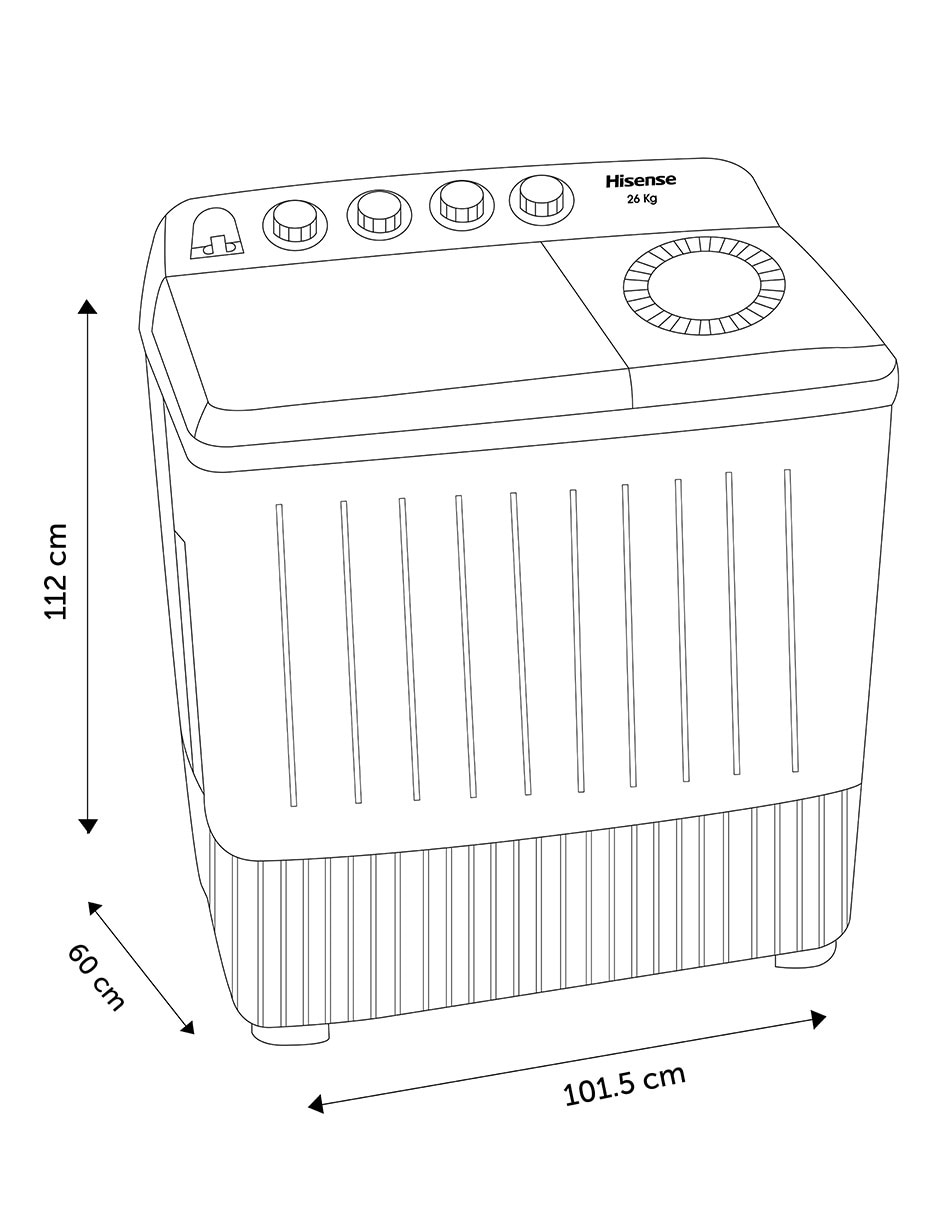 Lavadora doble tina 26 kg semiautomática carga superior WSA2601PX 6