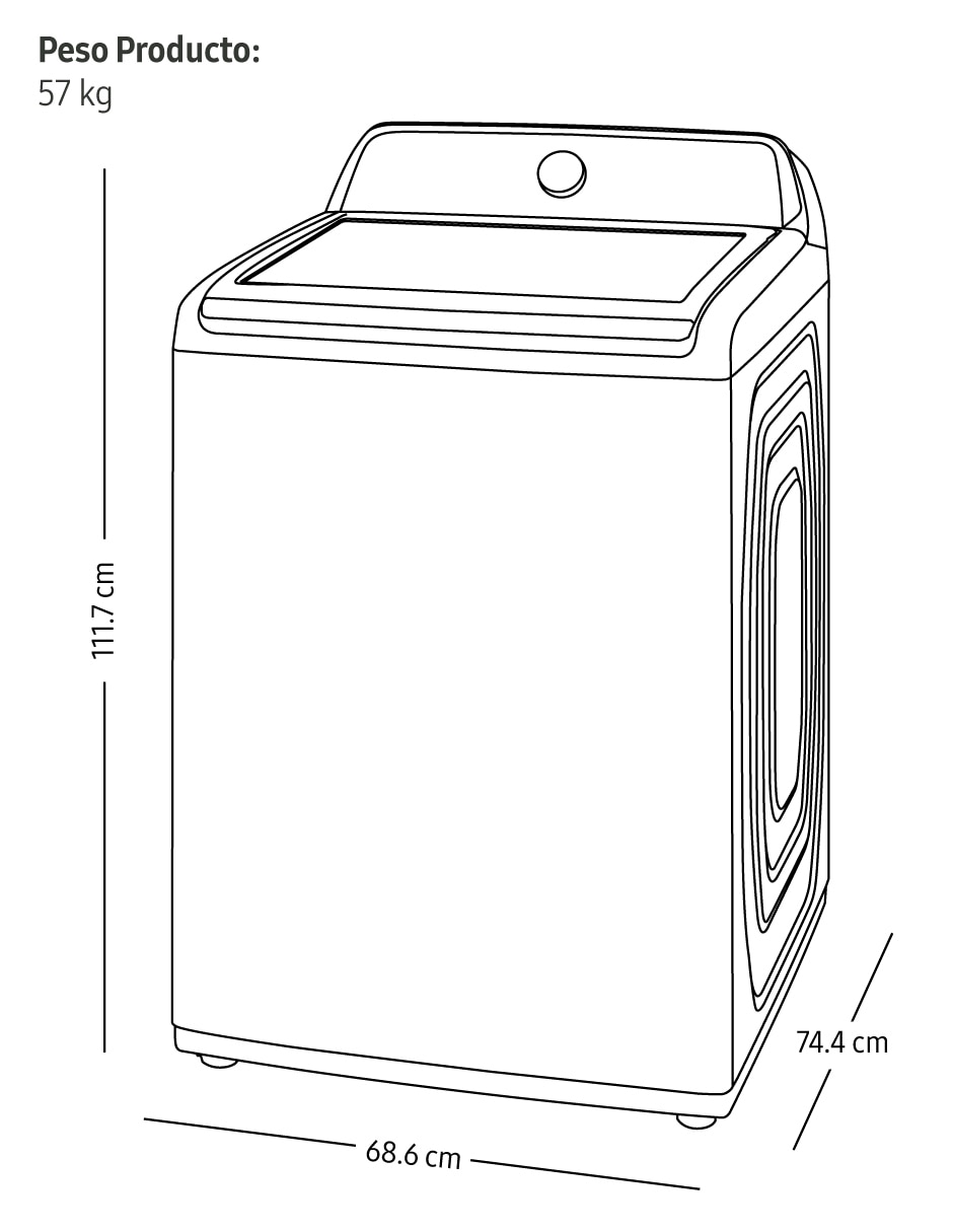 Lavadora 21 kg automática carga superior wa21a3344gv/ax 7