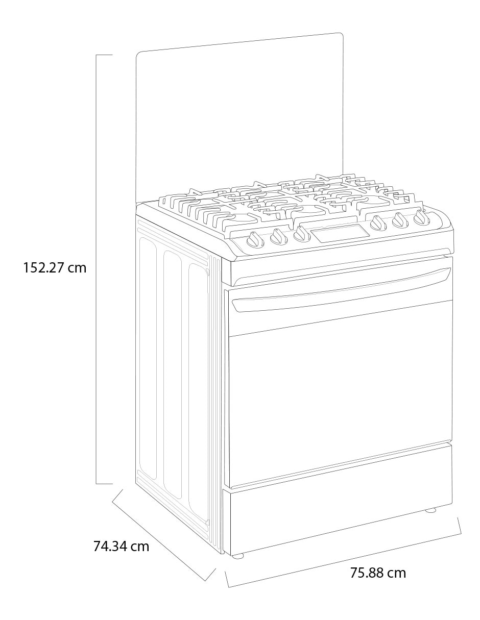 Estufa de piso a LG lupin 2 2 75.8cm LRGL5845S de quemadores 10