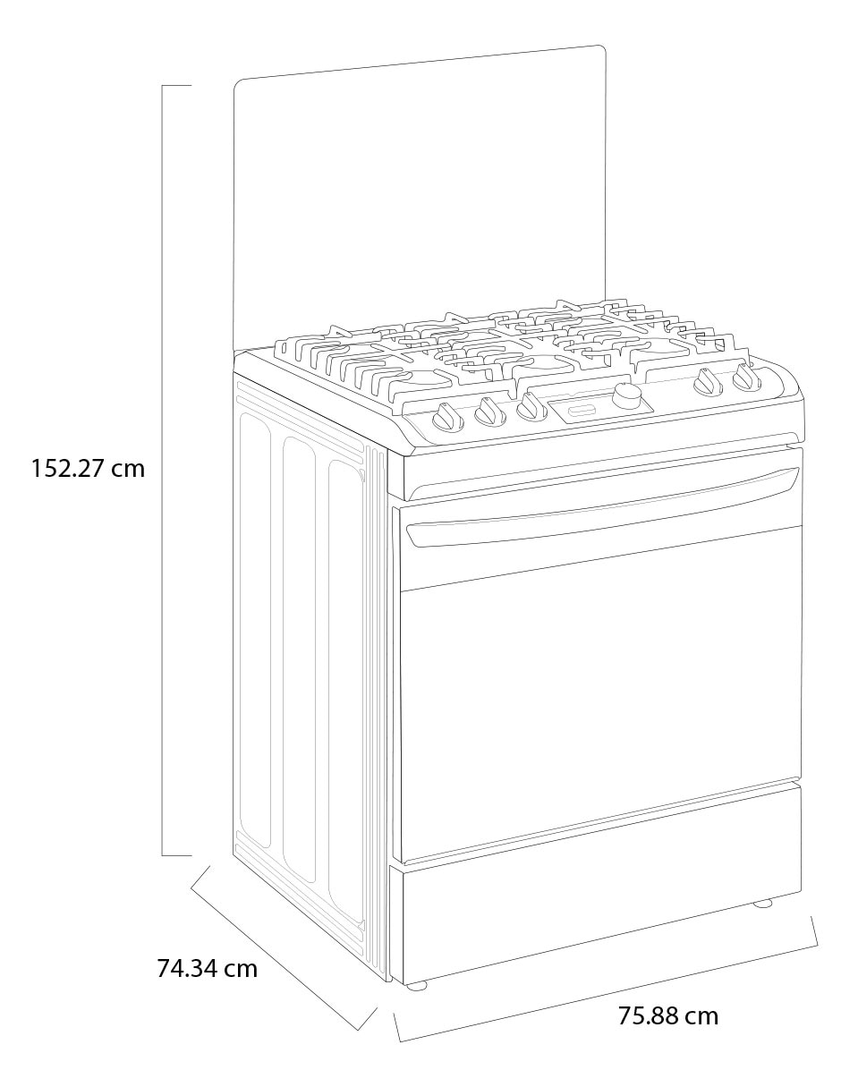 Estufa de piso a Gas LP 76 cm LRGL5841S de 5 quemadores 10