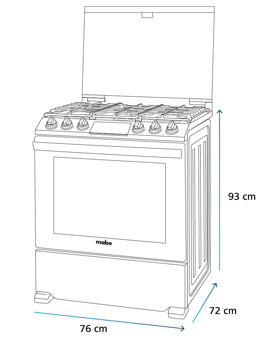 Estufa de piso a Gas LP Ultimate 72 cm EMH7614DATSS0 de 6 quemadores 20