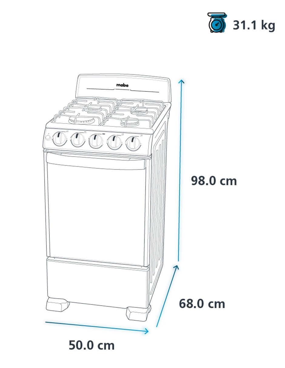 Estufa de piso Ultimate Estufa: 50 cm. Campana: 50 cm EM5043CMPU501G de 4 quemadores 13