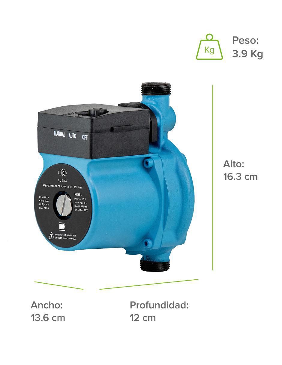 Bomba de agua alto caudal 1/4 hp