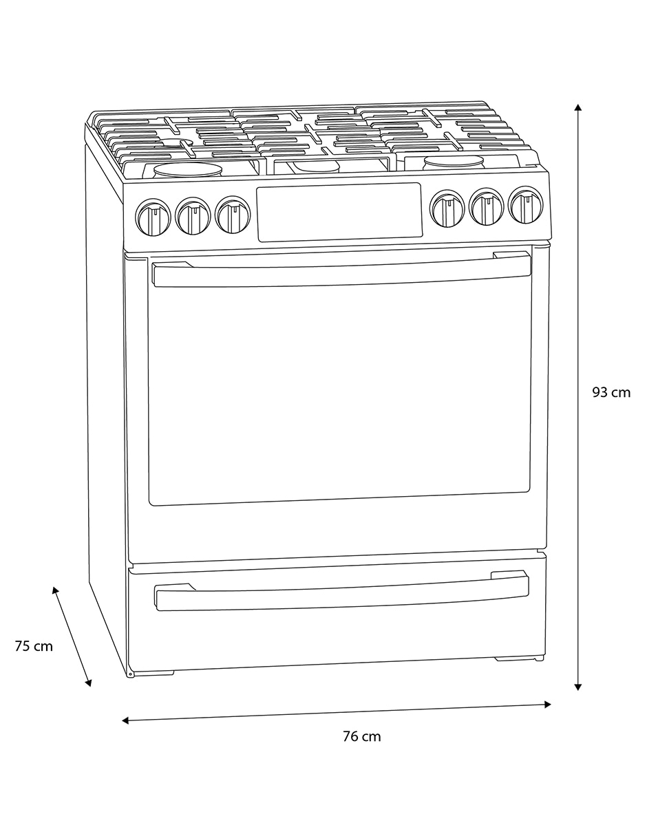 Estufa de piso a Gas LP 76 cm IO940TS0 de 5 quemadores 8
