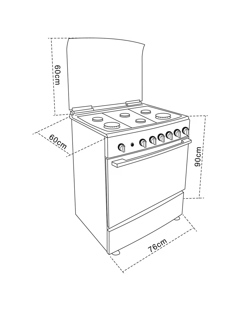 Estufa de piso a Gas LP Estufa 76 cm, campana 76 cm, microondas 51.3 cm FSGG8660+TMX76+MWG11X de 6 quemadores 7