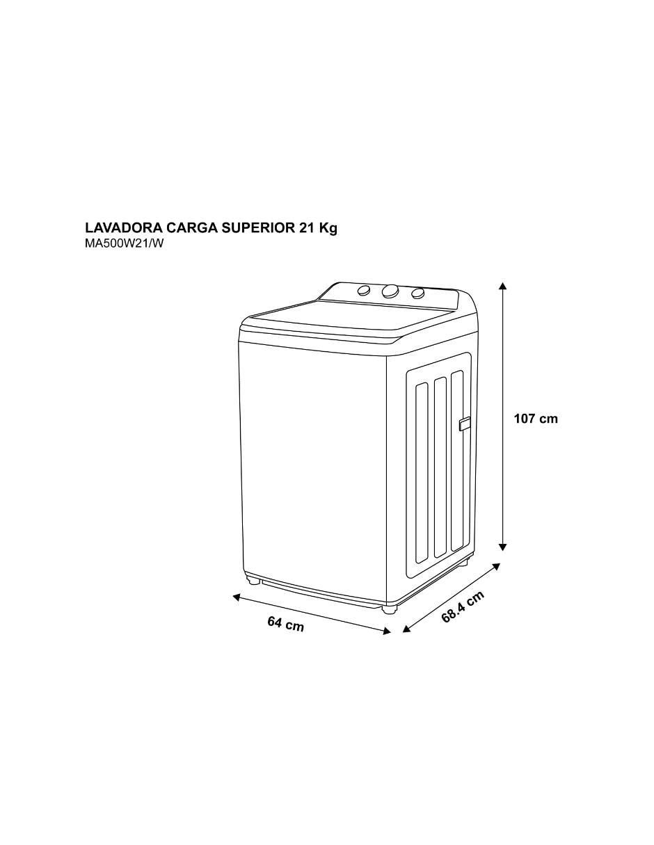 Lavadora 21 kg automática carga superior ma500w21/w 13
