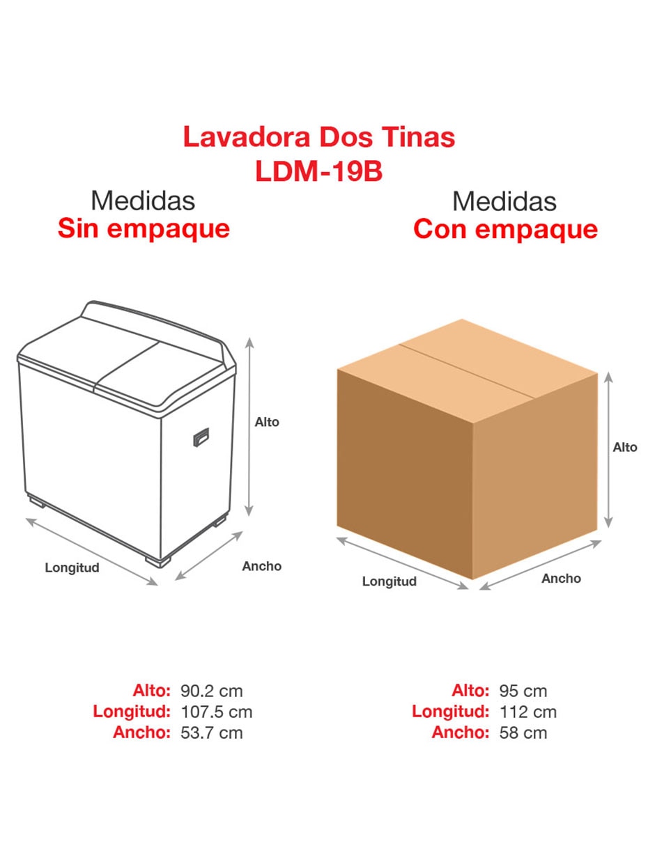 Lavadora doble tina 19 kg semiautomática carga superior LDM-19B 5