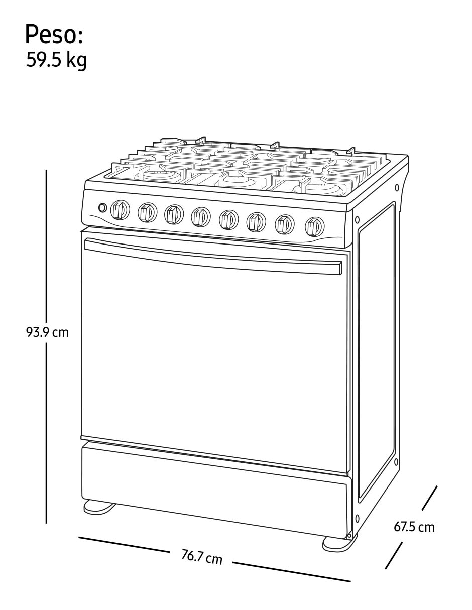 Estufa de piso a gas natural/lp 76.7 cm NX52T5412MS/AX de 6 quemadores 13