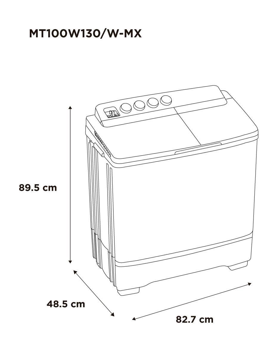 Lavadora doble tina 13 kg semiautomática carga superior mt100w130/w-mx 11