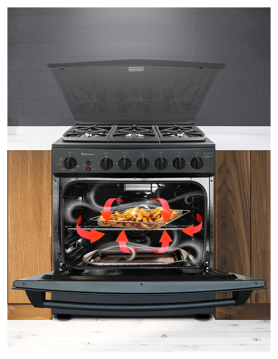Estufa de piso a gas natural/lp 76 cm KZ.EST.GINEBRA.FRYER. de 6 quemadores 2