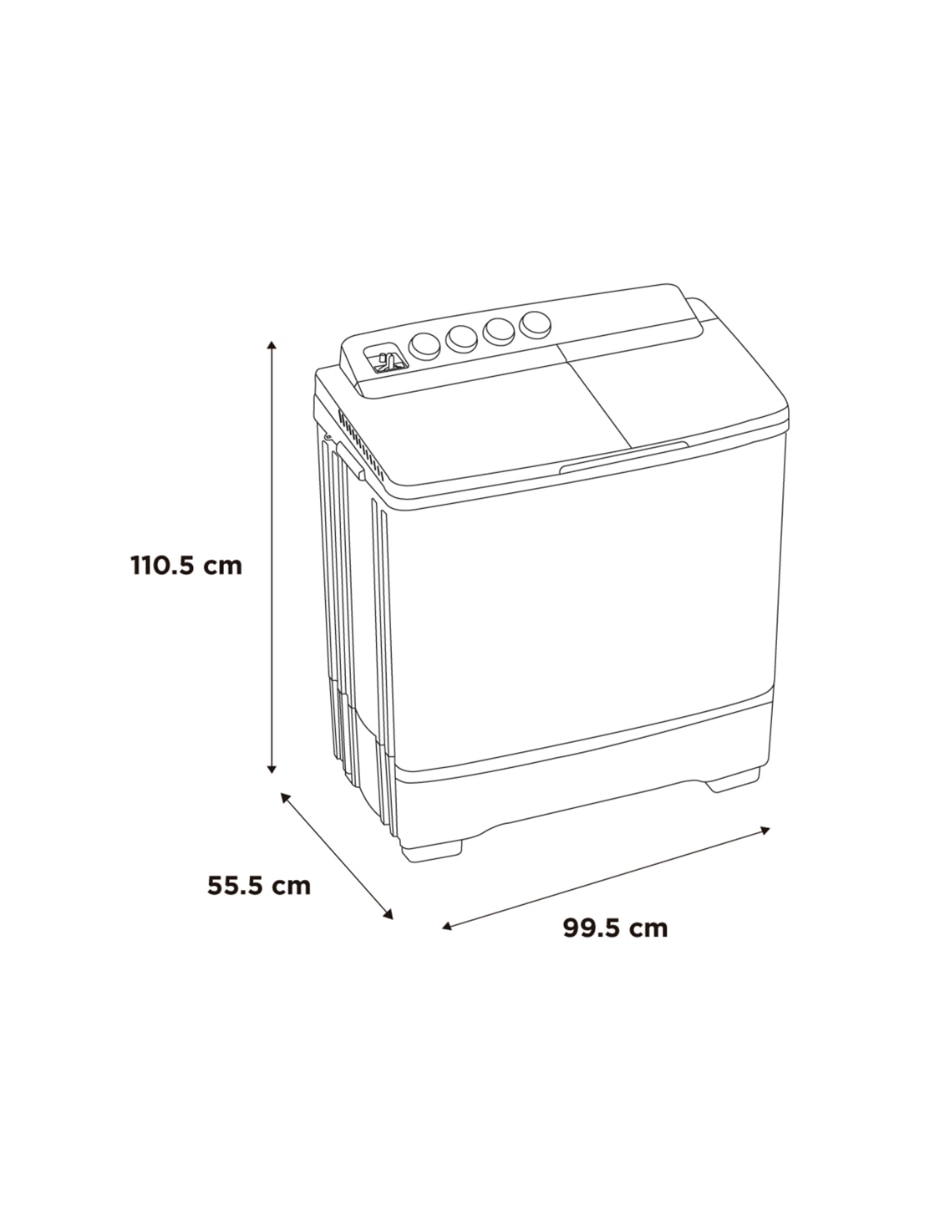 Lavadora doble tina 22 kg semiautom‡tica carga superior mt100w220/w-mx 7
