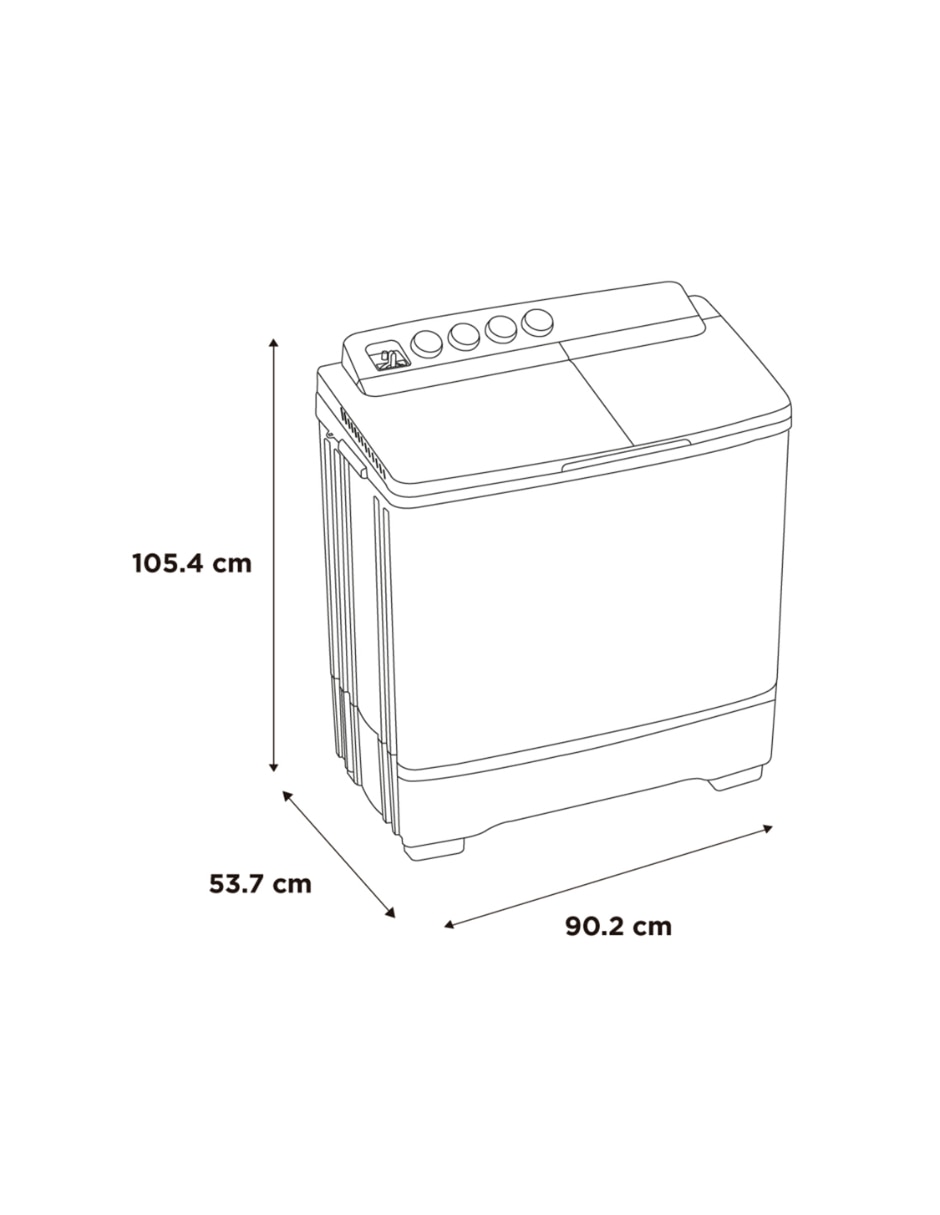 Lavadora doble tina 19 kg semiautom‡tica carga superior mt100w190/w-mx 7