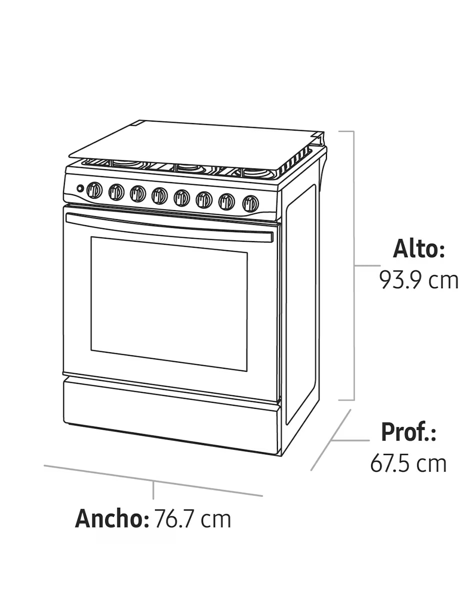 Estufa de piso Xtreme Chef Air 76.7 cm MGS30FS1LEAMSS de 6 quemadores 8