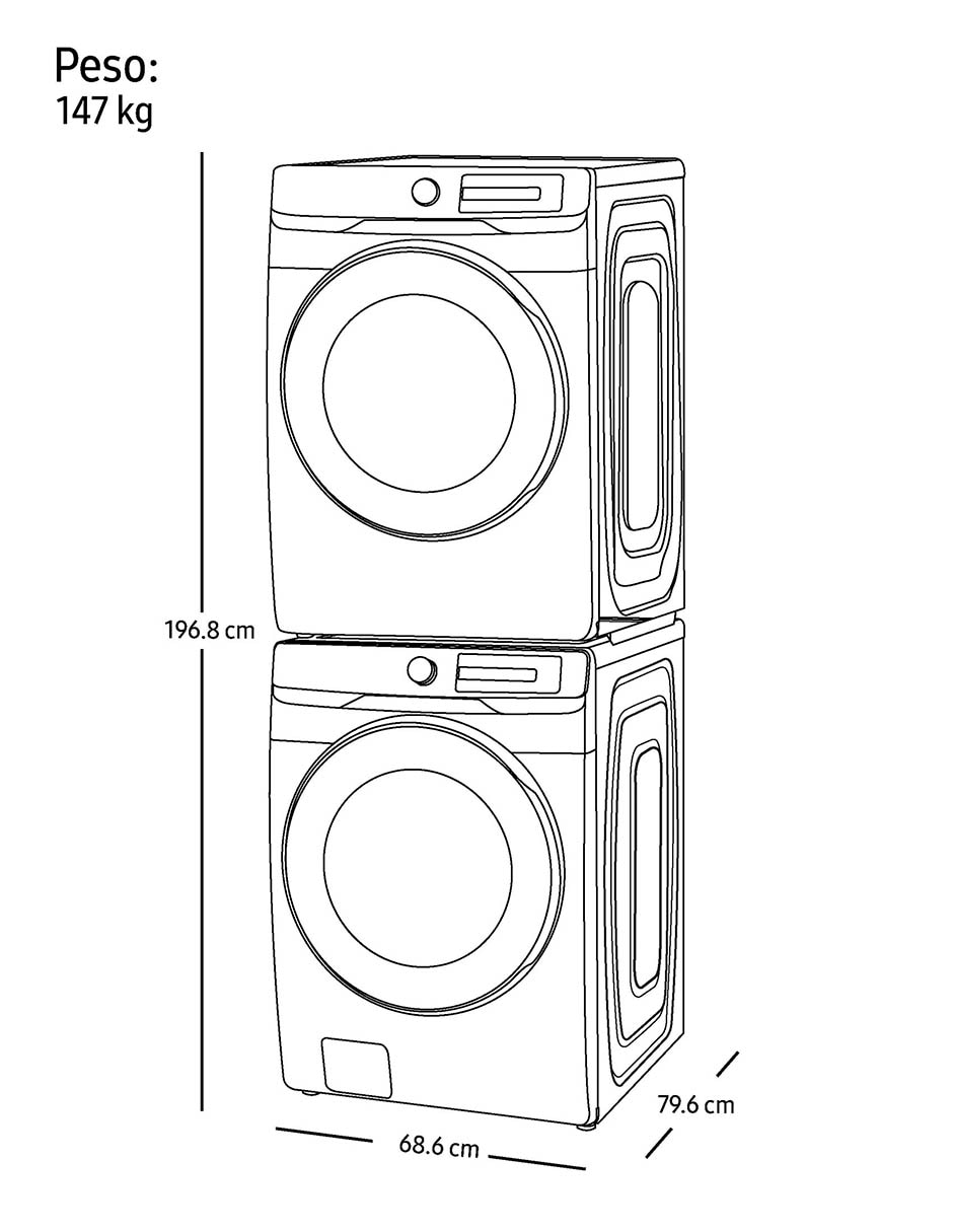 Combo lavadora + secadora eléctrico 22 kg F-WF22DV246P 7