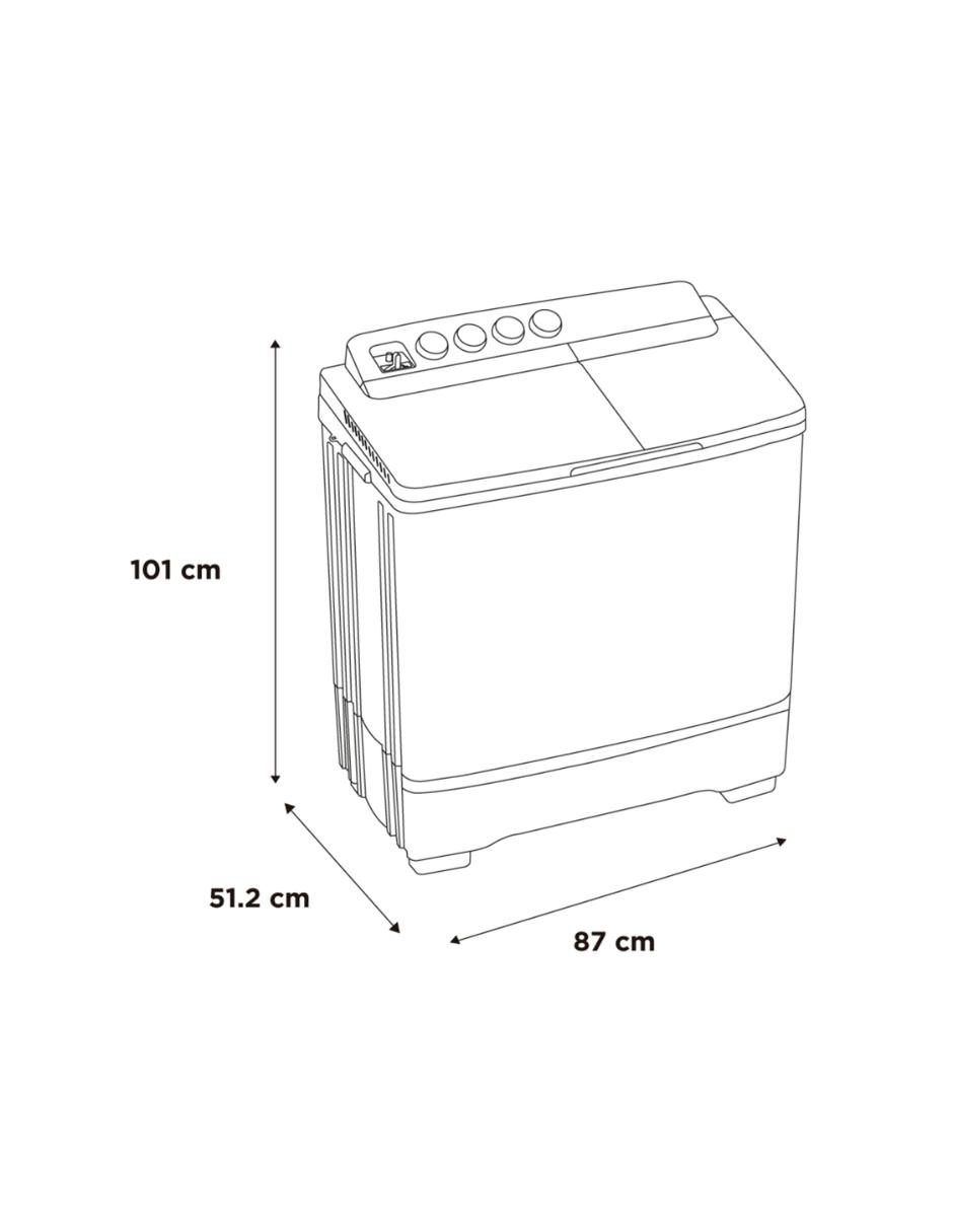 Lavadora doble tina 15 kg semiautomática carga superior mt100w150/w-mx 7
