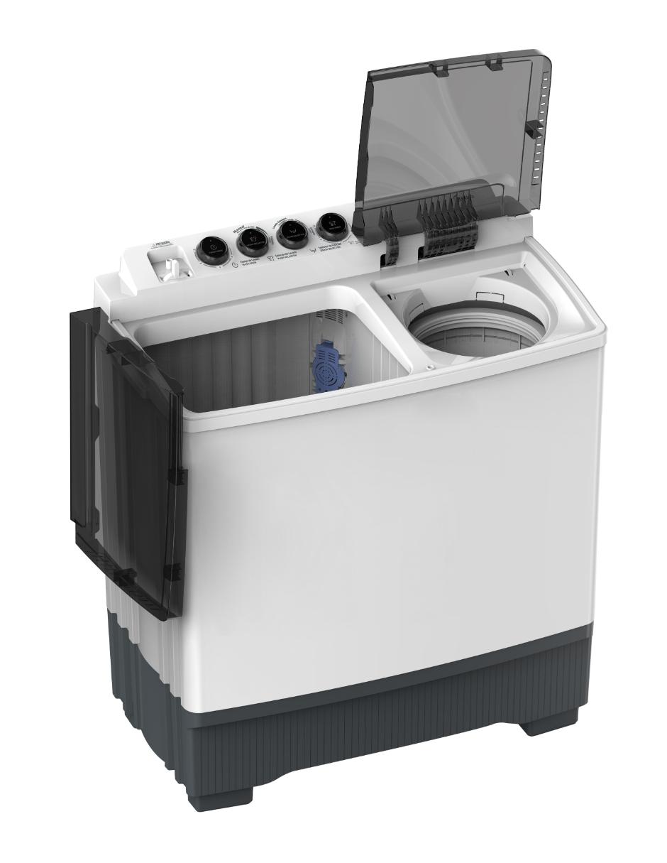 Lavadora doble tina 15 kg semiautomática carga superior mt100w150/w-mx 4