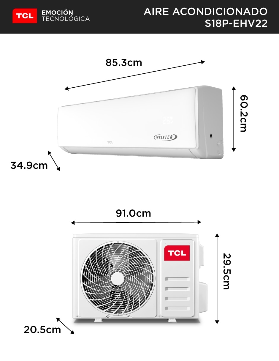 Aire acondicionado mini split inverter Elite inverter frío y calor 18000 btu s18p-ehv22 2