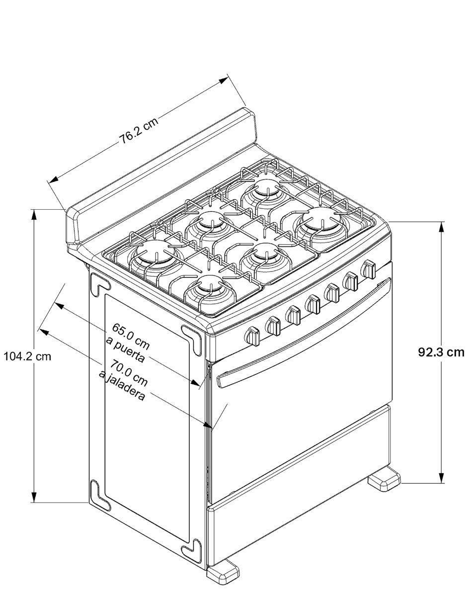 Estufa de piso a gas 76.2 cm afr2110b de 6 quemadores 4