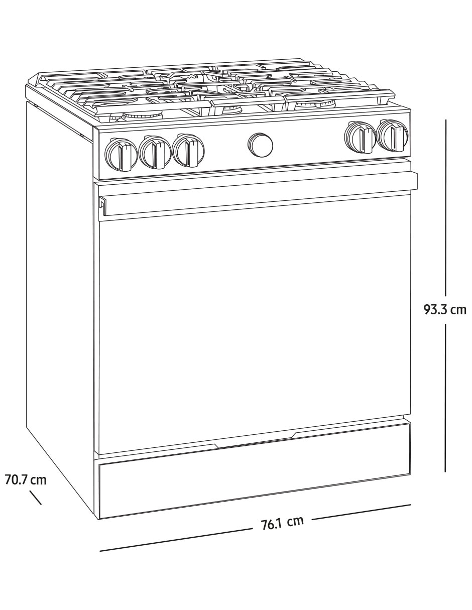 Estufa de piso a Gas LP Bespoke 76.1 cm NSG6DG8500SRAX de 5 quemadores 13