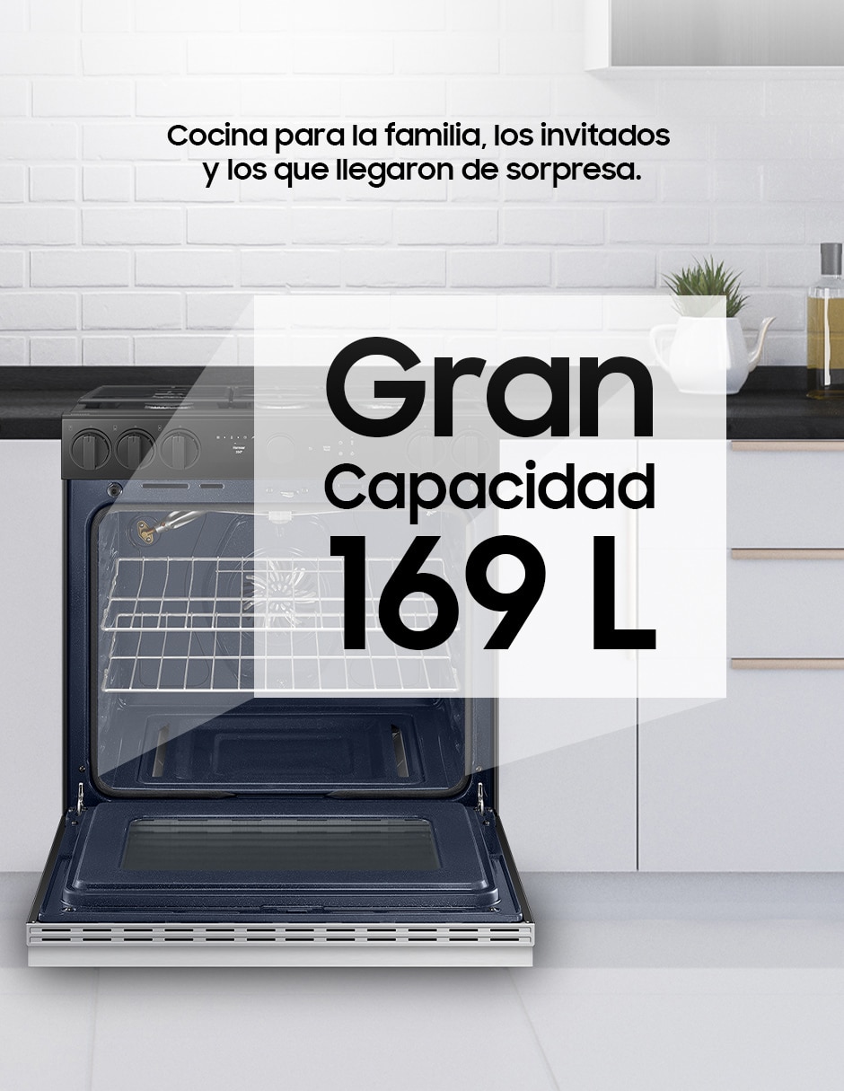 Estufa de piso a Gas LP Bespoke 76.1 cm NSG6DG8500SRAX de 5 quemadores 10
