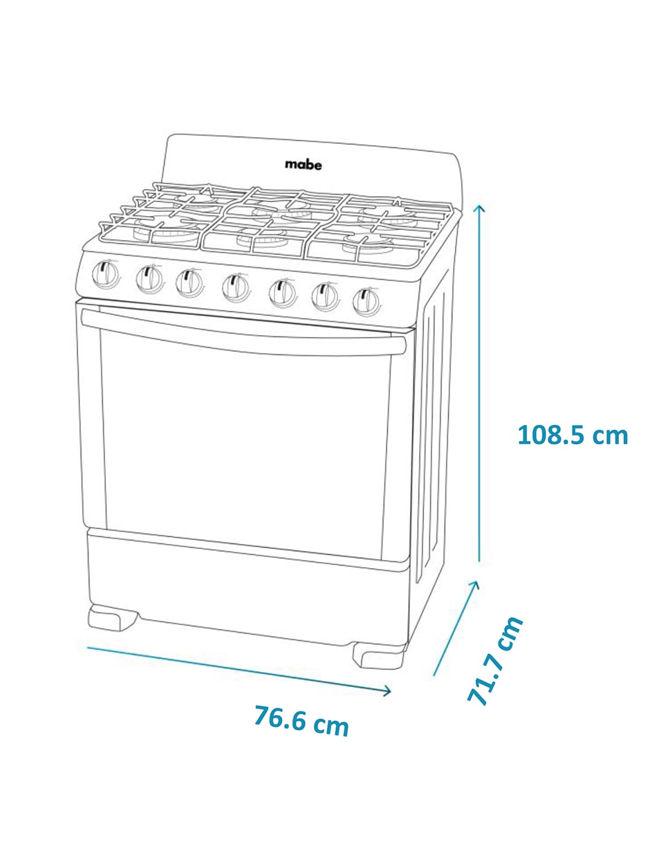 Estufa de piso a gas LP 76.60 cm EM7654BFIS3 6 quemadores 12