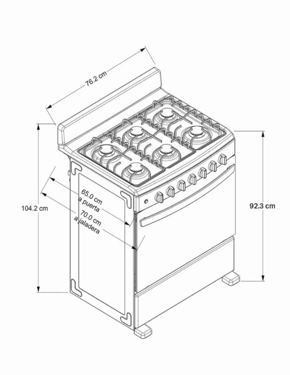 Estufa de piso a gas AFR4112B 76 cm AFR4112B de 6 quemadores 3