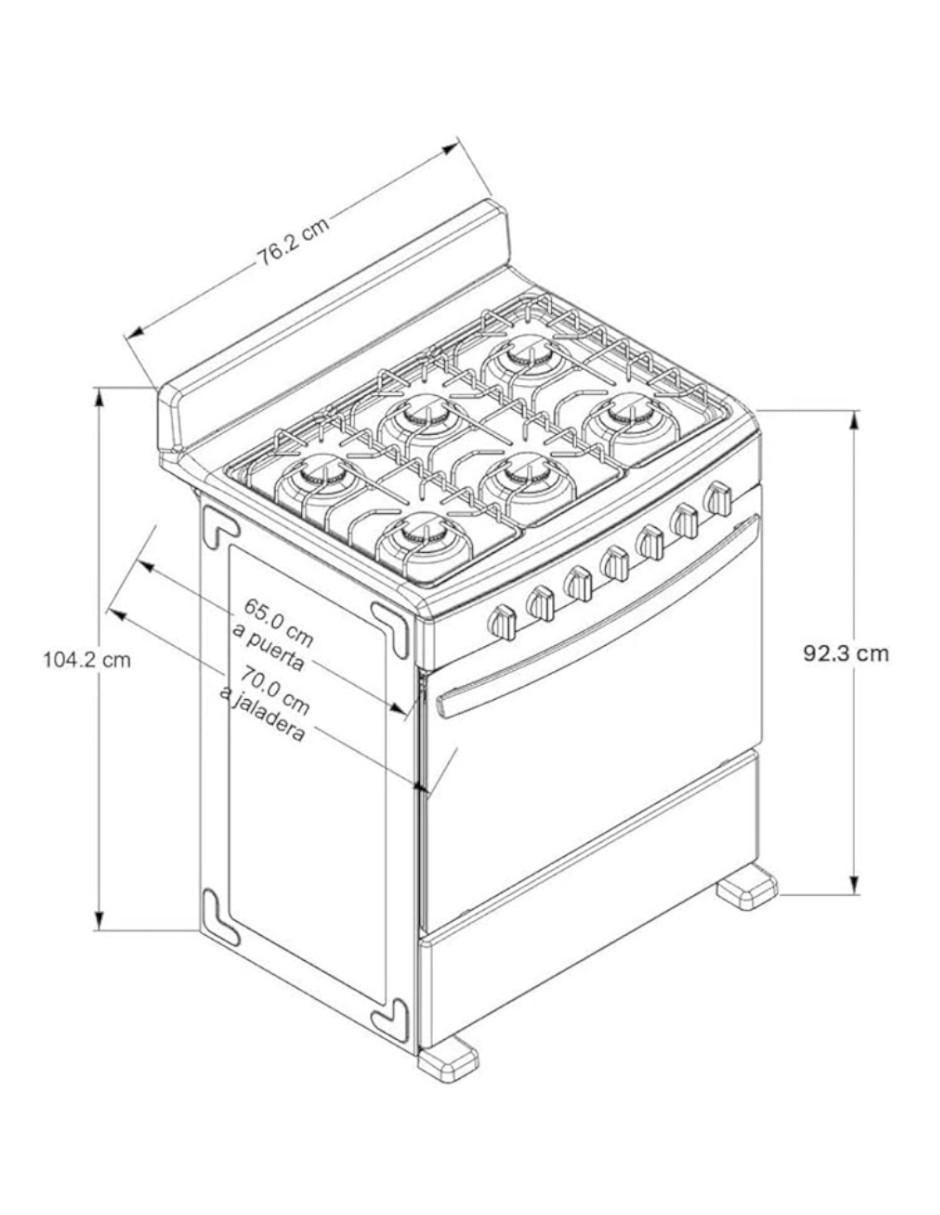 Estufa de piso a gas LP 76 cm AFR2000B de 6 quemadores 3