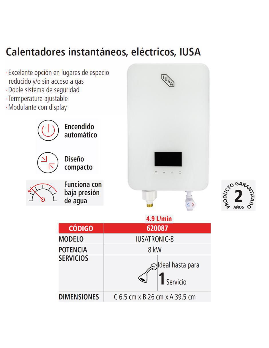 Calentador instantáneo IUSATRONIC-8 4.9 L eléctrico 4