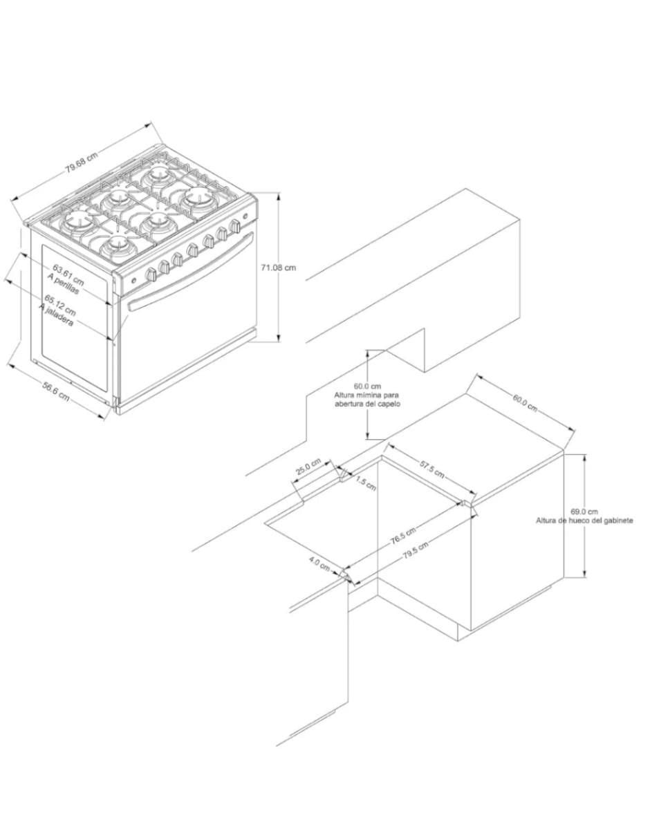 Estufa empotrable a gas LP abr4120g  79.6 cm abr4120g de 6 quemadores 4