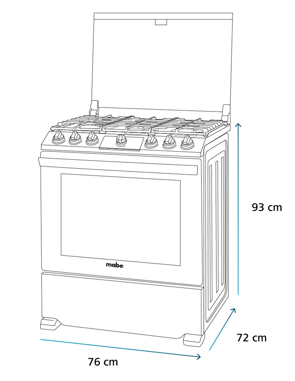Estufa de piso a gas LP 76 cm EMH7613DBS0 de 6 quemadores 15