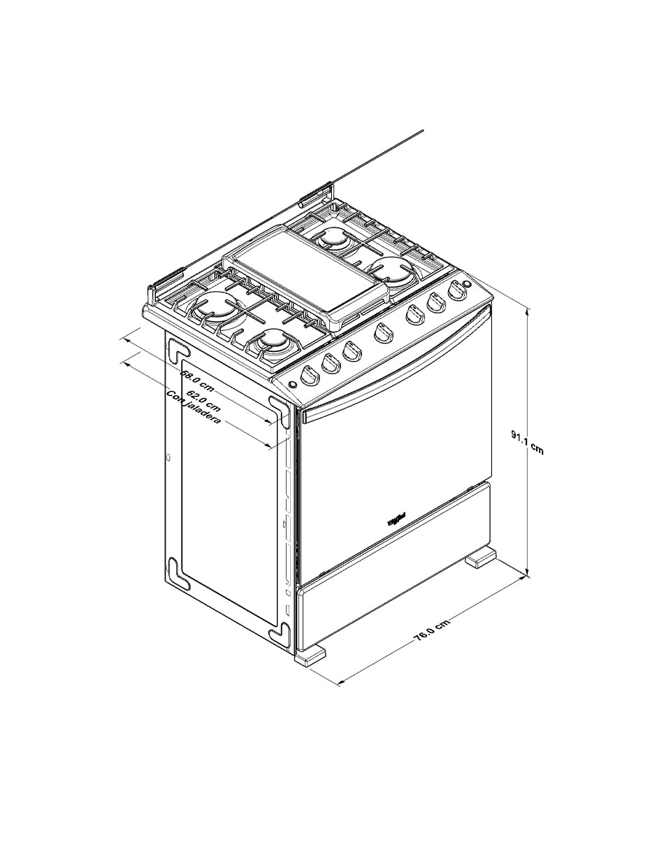 Estufa de piso a gas natural/lp 76 cm WFR5200D de 6 quemadores 9
