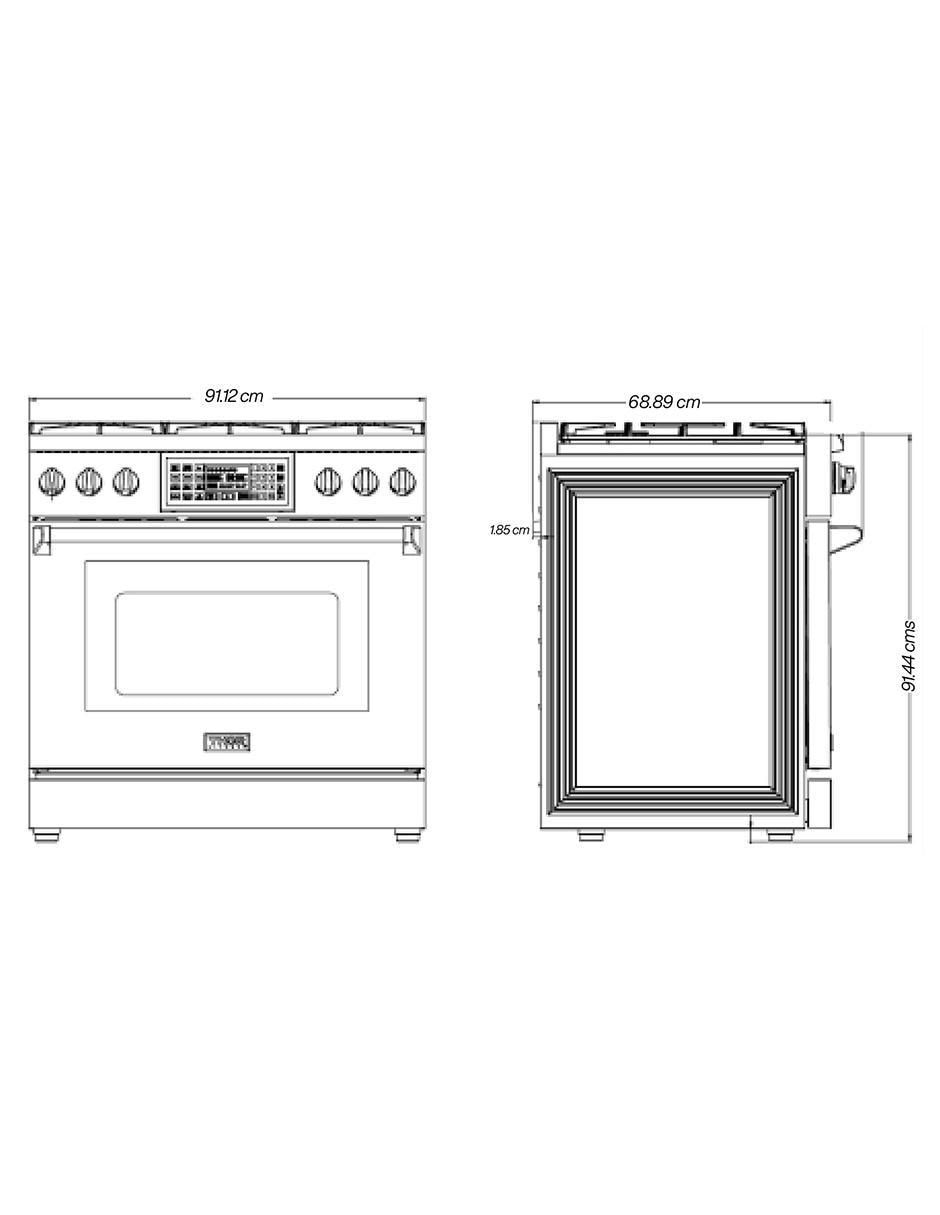 Estufa de piso a gas Natural 90 cm trg3601 de 6 quemadores 11