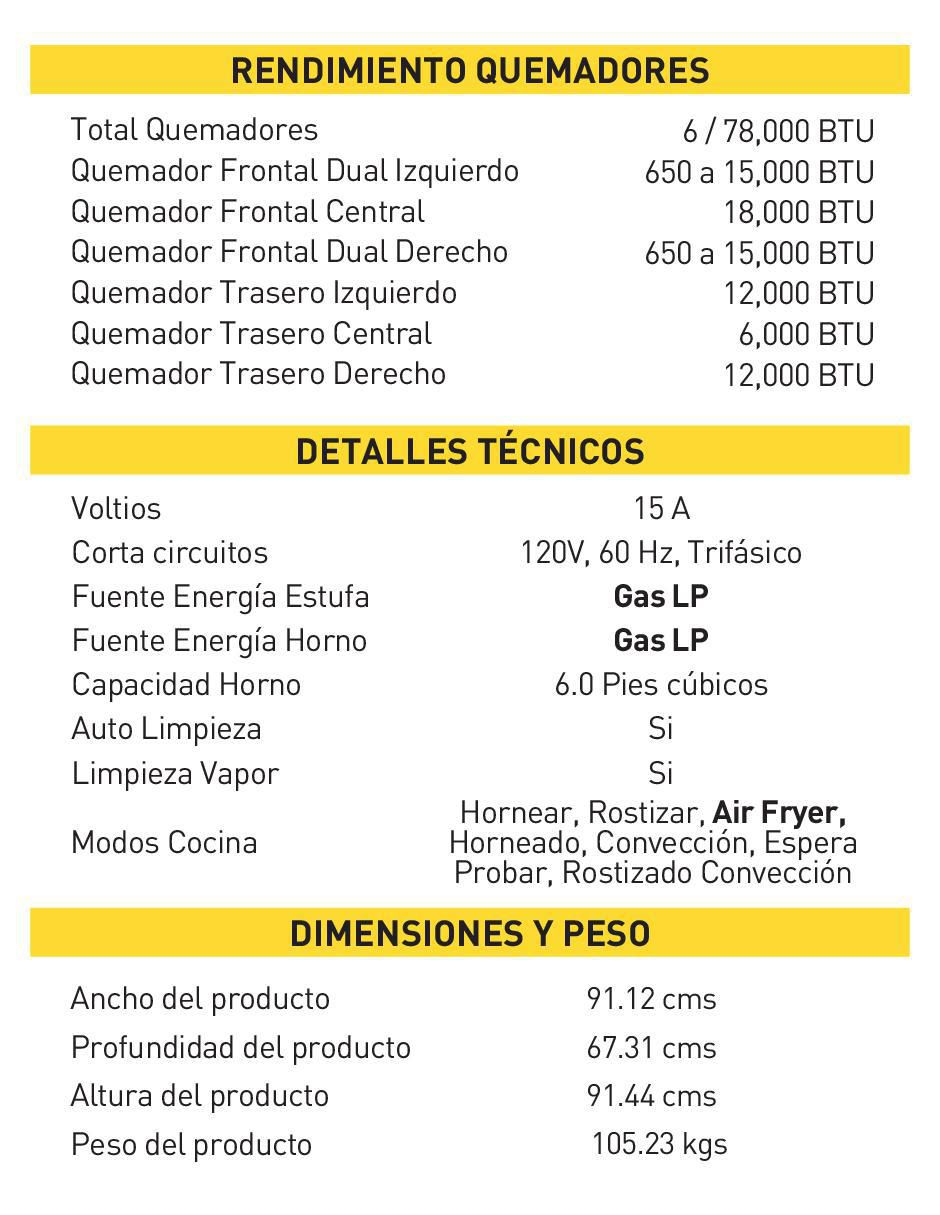 Estufa de piso a gas Natural 90 cm trg3601 de 6 quemadores 10