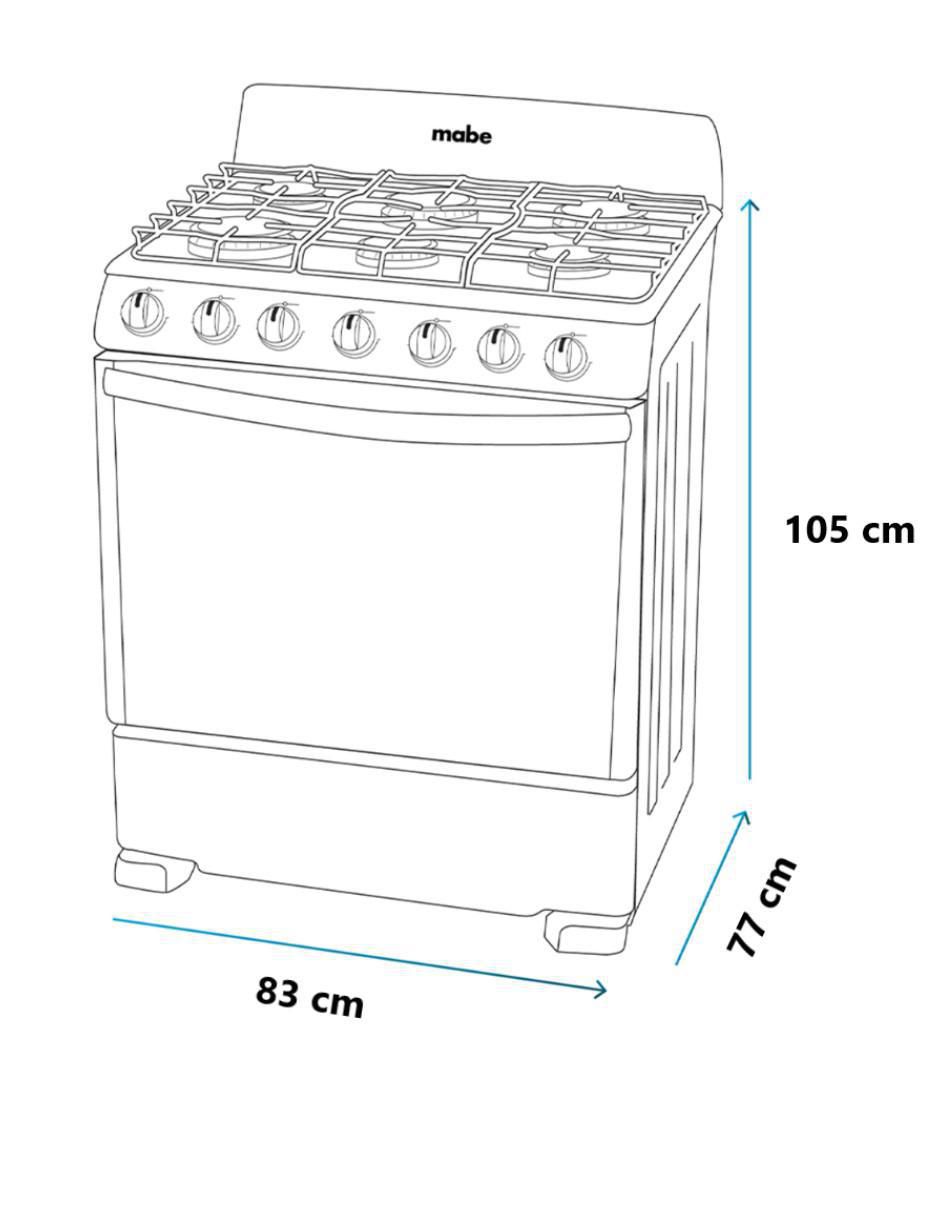 Estufa de piso a gas 76 cm EM7620BAIS2 de 6 quemadores 6