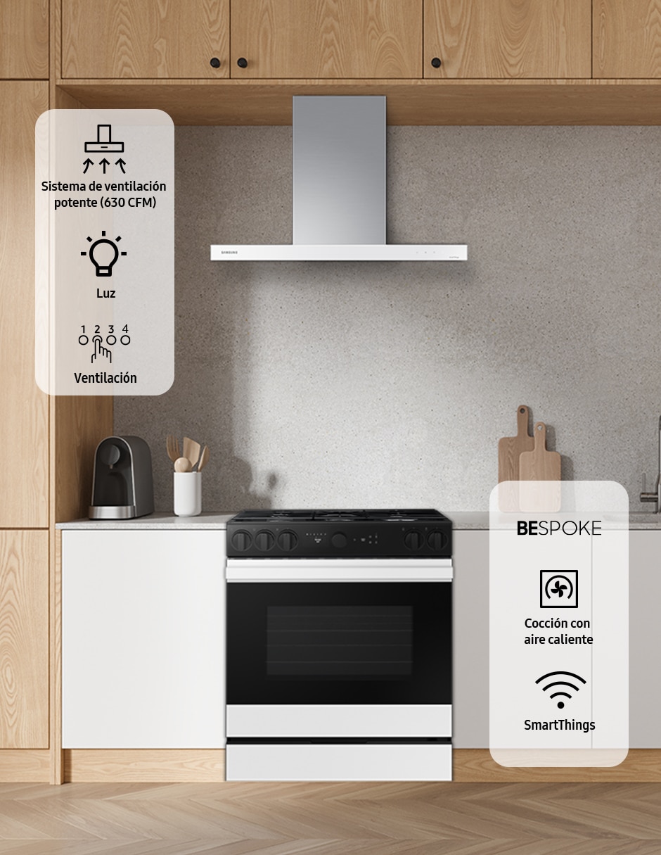 Combo estufa de piso a gas natural/lp 76.1 CM F-NSG85012NK36 de 5 quemadores + campana 6