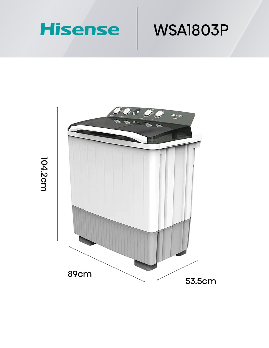 Lavadora doble tina 18 kg manual carga superior wsa1803p 6