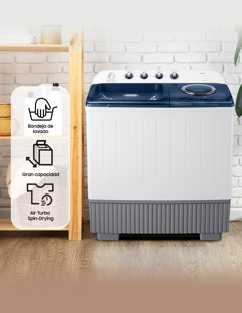 Lavadora doble tina 21 kg semiautomática carga superior wt21f6300lg/ax 8