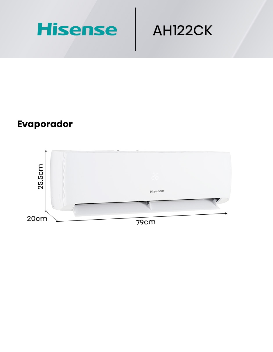 Aire acondicionado mini split frío y calor 12000 BTU HS.AA.12.220FC.AH122CK 220 V 4
