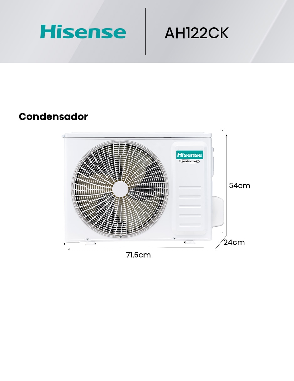 Aire acondicionado mini split frío y calor 12000 BTU HS.AA.12.220FC.AH122CK 220 V 5