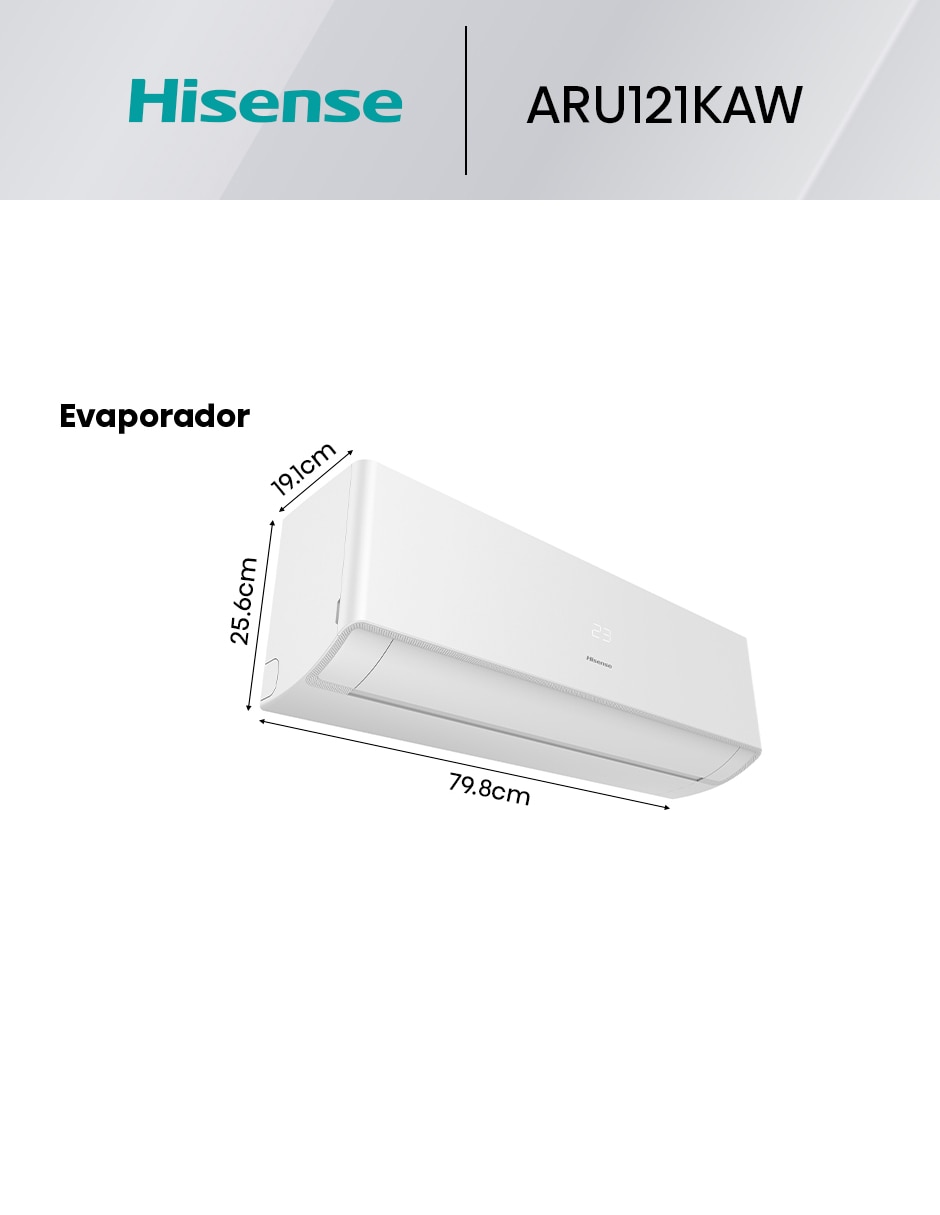 Aire acondicionado mini split inverter frío y calor 12000 BTU HS.12.110FC.ARU121KAW 115 V 7