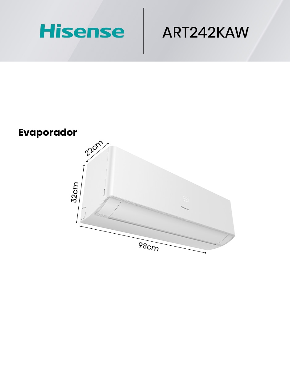Aire acondicionado mini split inverter frío 22000 BTU HS.24.220F.ART242KAW 220 V 7