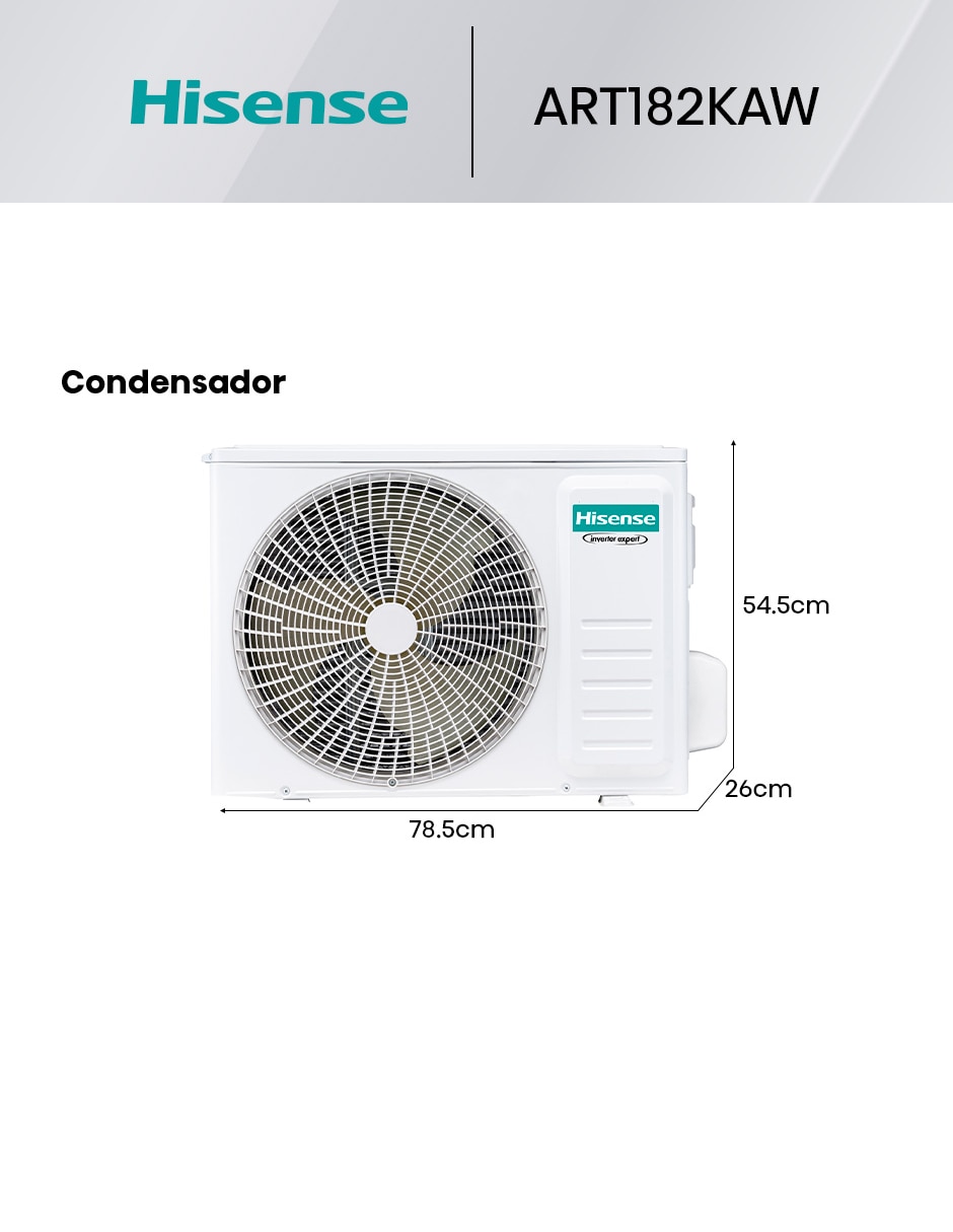 Aire acondicionado mini split inverter frío 18000 BTU HS.A.18.220F.ART182KAW 220 V 8