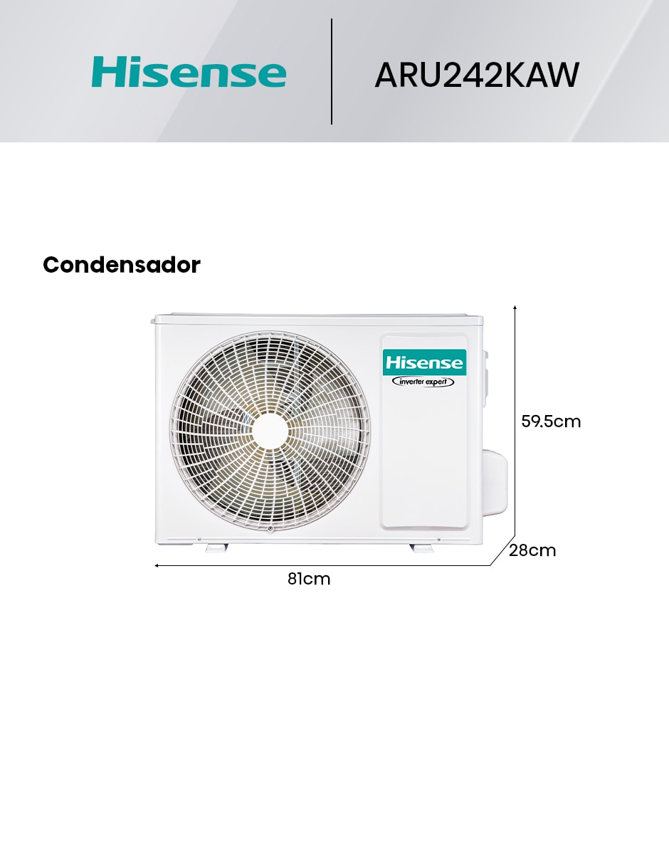 Aire acondicionado mini split inverter frío y calor 22000 BTU HS.24.220FC.ARU242KAW 220 V 8