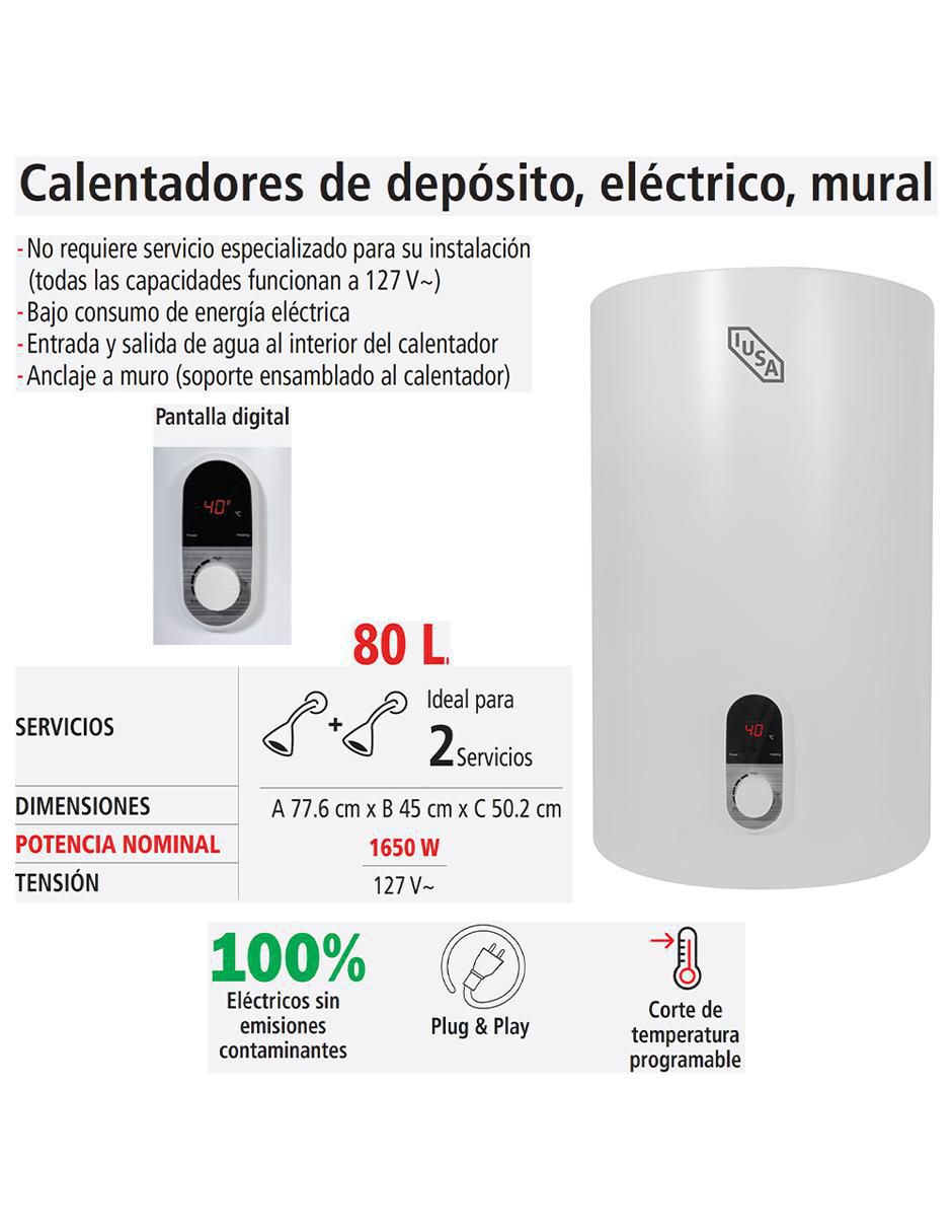 Calentador de depósito 80 EM 80 L eléctrico 4